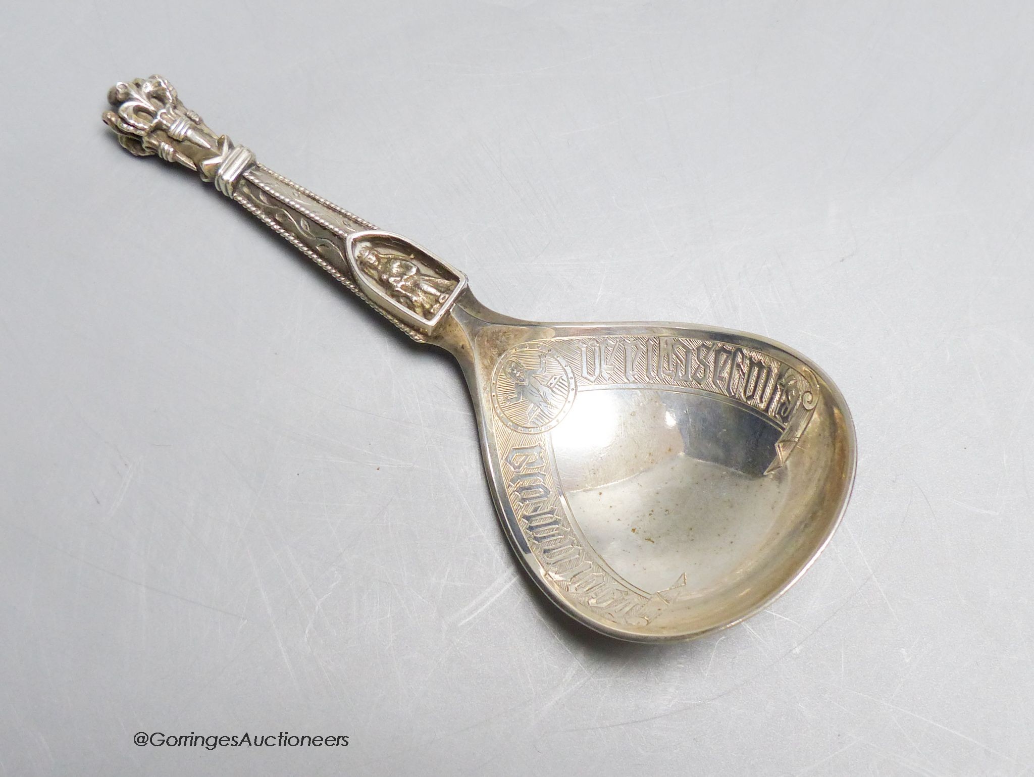 A Norwegian 830 standard silver baptism spoon, by Marius Hammer dated 1887, 2oz., 15cm